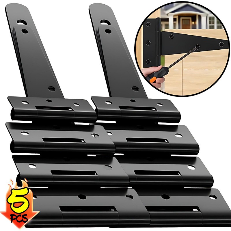 Furniture Hardware Black - Zestaw 5/1 Wytrzymałe Czarne Zawiasy Żelazne